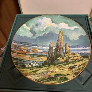 Scenic Decorative Plate with Gold Trim